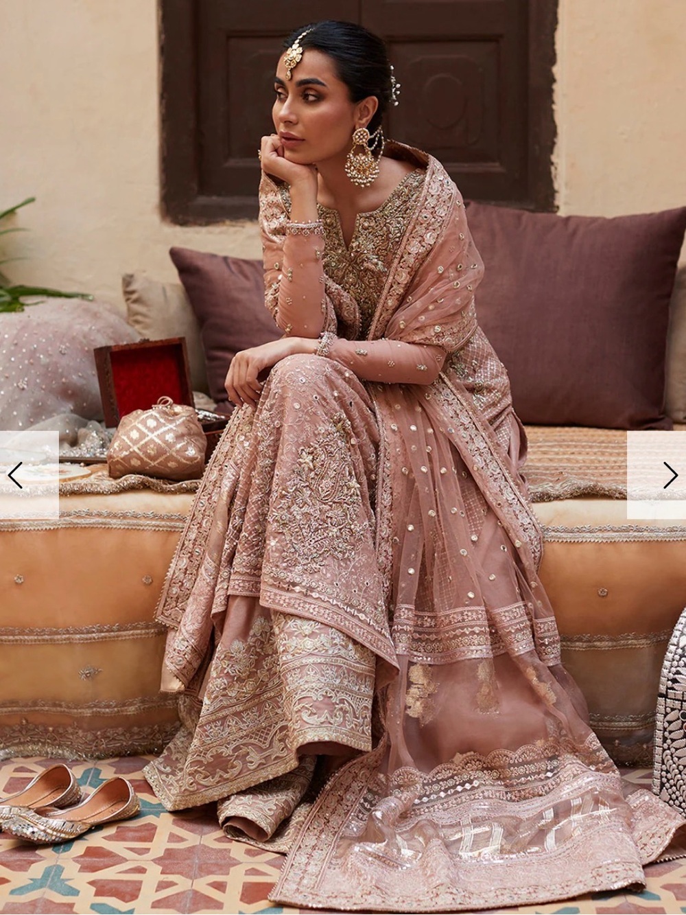Embroidered Blush Pink Long Sleeve Formal Dress - Picture 2 of 4